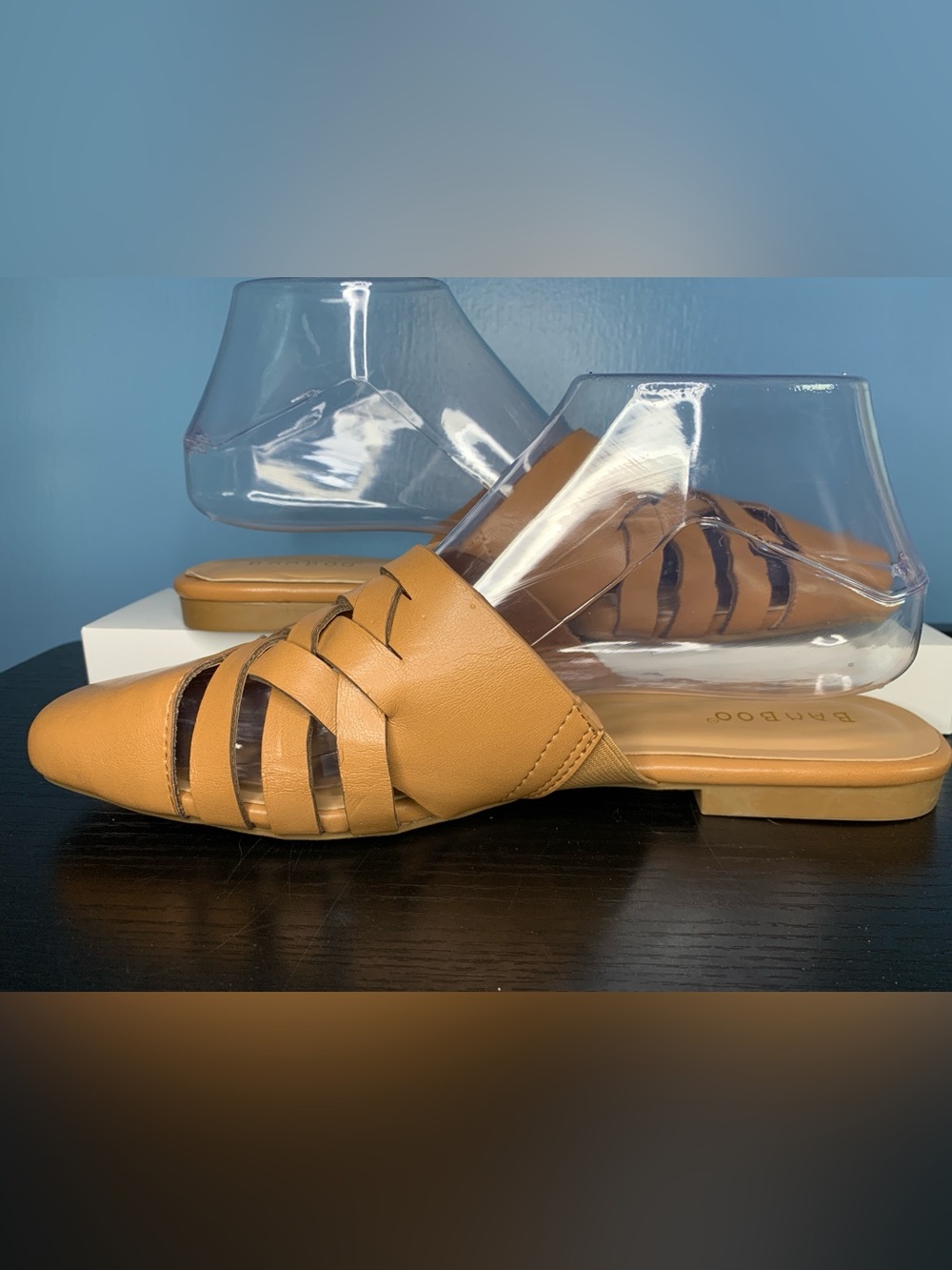 BAMBOO Tan Braided Slip-On Mules